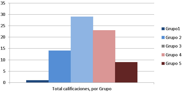 Grafico 1. Total Calificación obtenida por cada categoría.