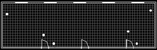Figura 1 Esquema de Sala Clínica Se observa el plano esquemático de la Sala de Clínica. Los puntos marcados indican las zonas estudiadas.