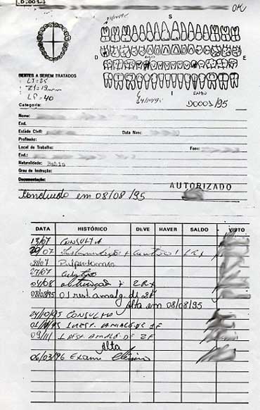 Fig. 1 - Anotaciones presentes en la ficha clínica odontológica.